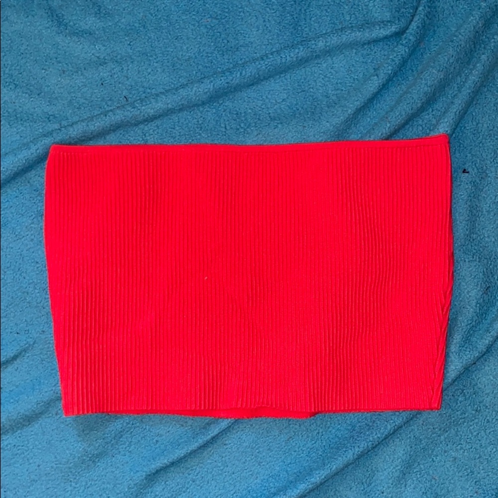 Red bandeau crop top